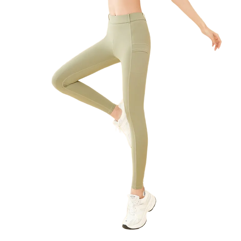 holesale high-waist fitness leggings in light olive green