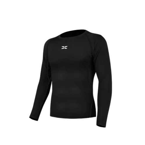 wholesale black long sleeve compression shirt with chest logo