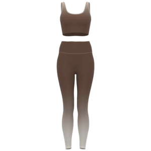 wholesale activewear set in brown to white ombre sports bra and leggings
