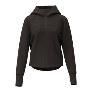 wholesale zip-up hoodie in dark charcoal with front zipper and ribbed cuffs and hem