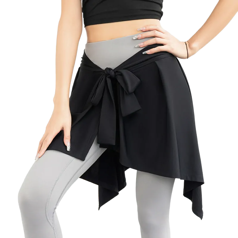 wholesale asymmetrical wrap skirt in black