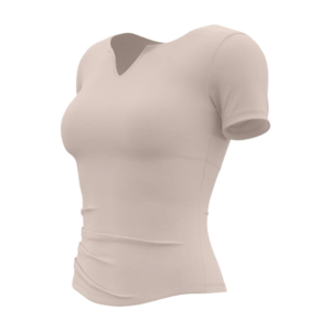 V-Neck Fitness Top with Gathered Detail – Built-in Support & Slim-Fit for Yoga & Gym