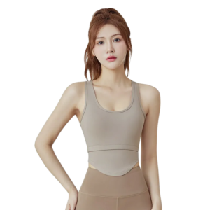 Street-Wear Sports Tank with Built-in Bra - Racerback Support for Running & Yoga Training