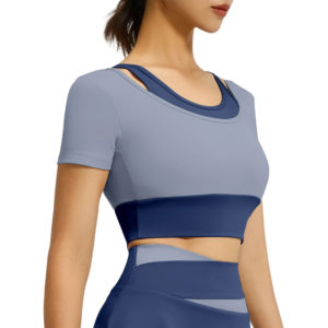 Slim-Fit Workout Top with Built-in Bra - Naked Feel Moisture-Wicking Shirt for Yoga & Running