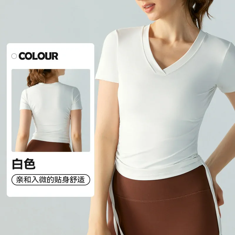 Pleated Waist Tee: Sculpting Fit with AirLight Fabric for Yoga & Daily Wear - 图片 7