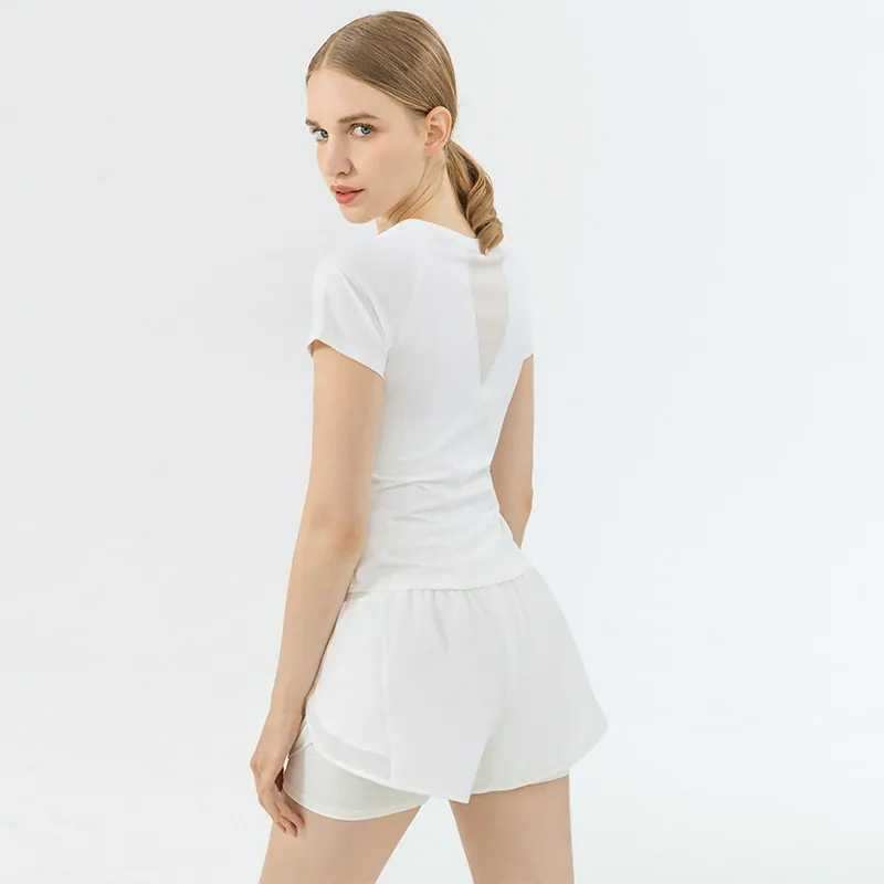 Mesh Panel Running Tee: Sleek Fitted Cut with a Modern, Breathable Design for Cardio - 图片 9