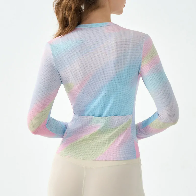 Road-Cycling Performance Jersey: Vibrant Rainbow Print with AirFlow Panels for Hot Weather Rides - 图片 3