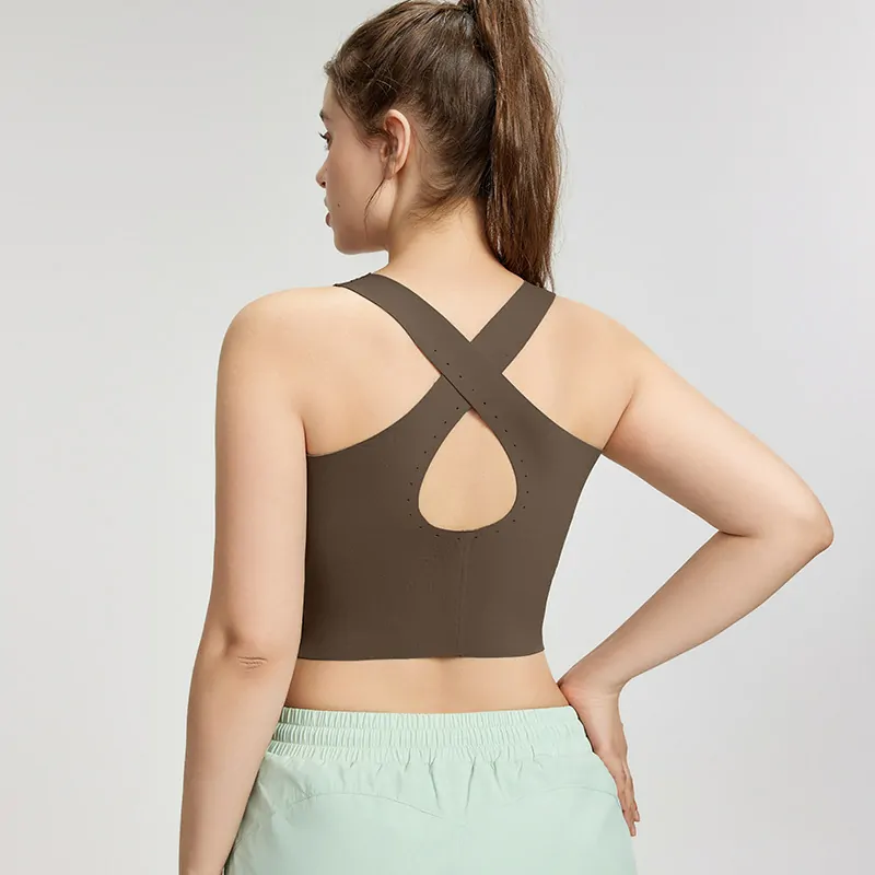 Plus-Size Sports Bra with Removable Cups: Seamless Sides & Ventilated Back for Full Coverage & Confidence - 图片 4
