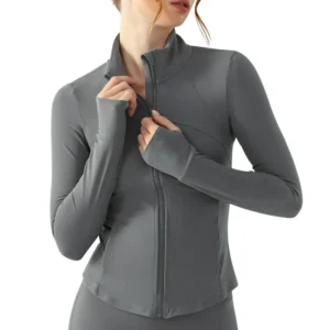 wholesale dark grey zip-up sports jacket