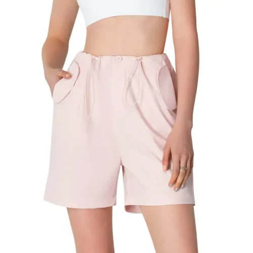 wholesale shorts in light pink loose fit with patch pockets