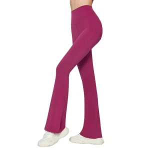 wholesale fuchsia high-waist flared leggings