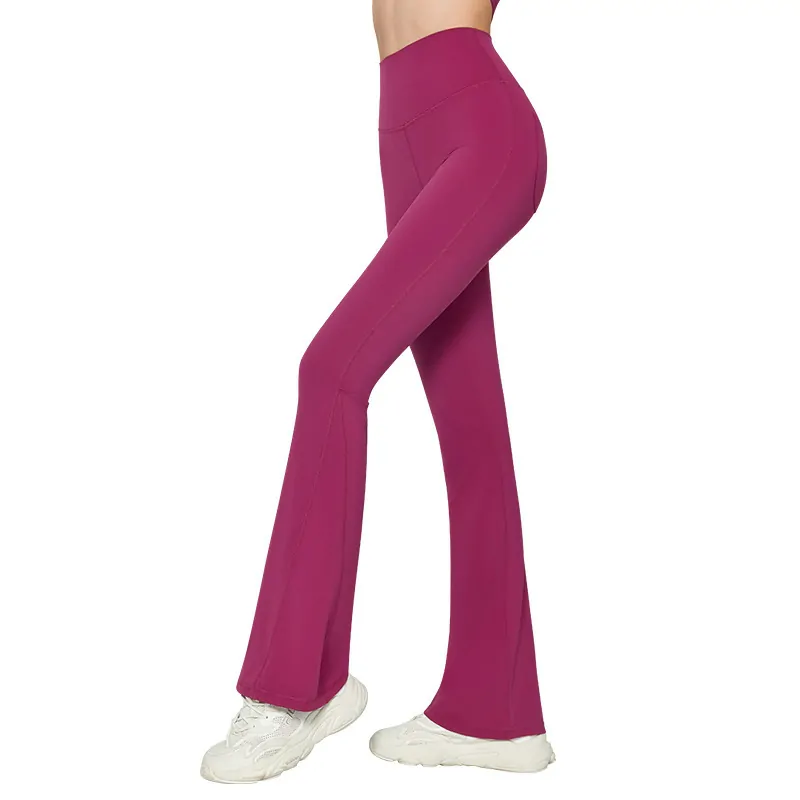 wholesale fuchsia high-waist flared leggings