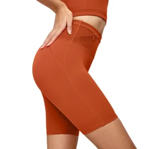 wholesale high-waist fitness shorts in caramel orange tight fit