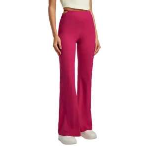 wholesale high-waist flare pants in bright pink