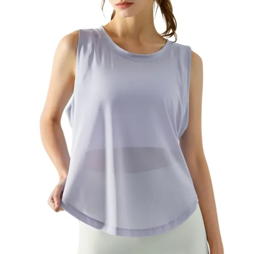 a light purple sleeveless top