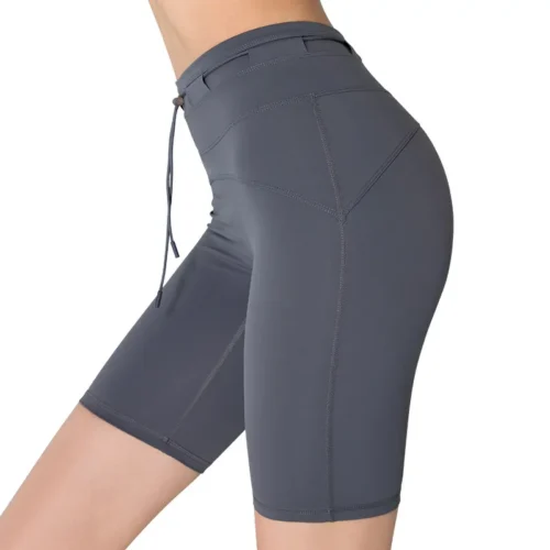：wholesale sports shorts in dark grey high-waisted