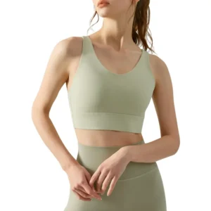 wholesale sports bra in light green sleeveless