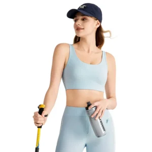 wholesale light blue sports bra with wide straps and padded support