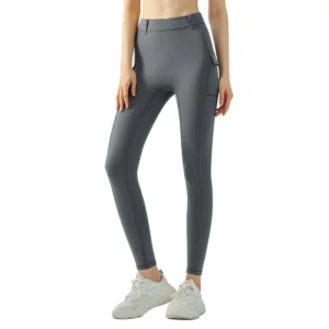 wholesale fitness leggings in grey high-waist with side pockets