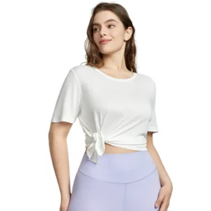 wholesale knotted T-shirt in white with front knot detail