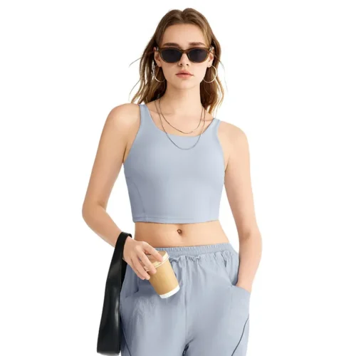 wholesale light blue sleeveless top