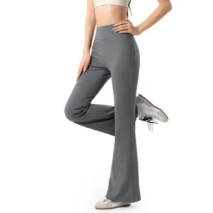 wholesale high-waist flare pants in grey