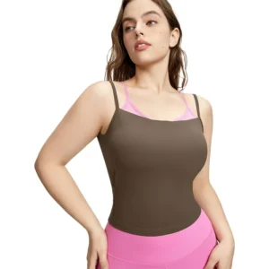 wholesale sports bralette in dark brown with pink innerwear