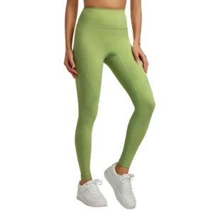 wholesale fitness leggings in light green high-waisted