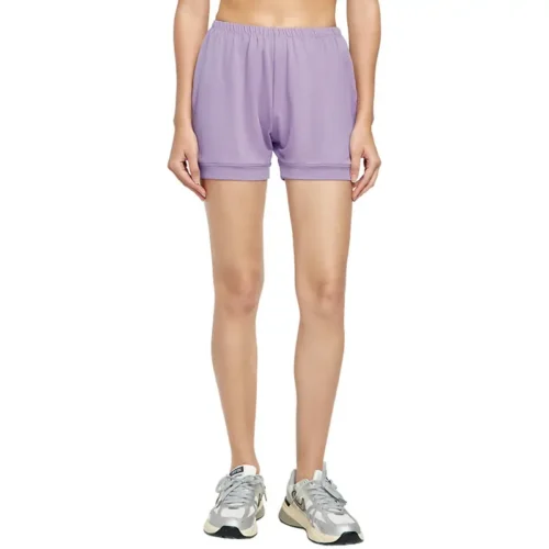 wholesale shorts in light purple with elastic waistband