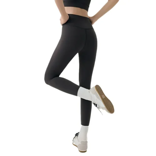 black form-fitting athletic leggings