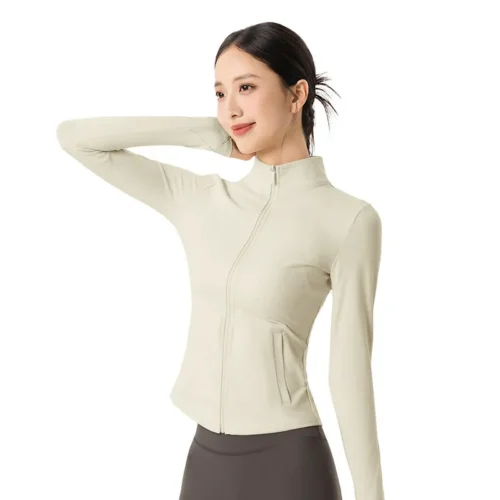 wholesale long sleeve turtleneck top in off-white