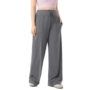 Plus-Size High-Waist Lounge Pant: Drawstring Waist with Tummy-Smoothing, Wide-Leg Comfort