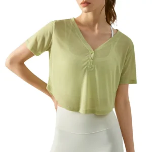 Breathable Yoga Cover-Up: Slim-Fit Short Sleeve Top for Layering