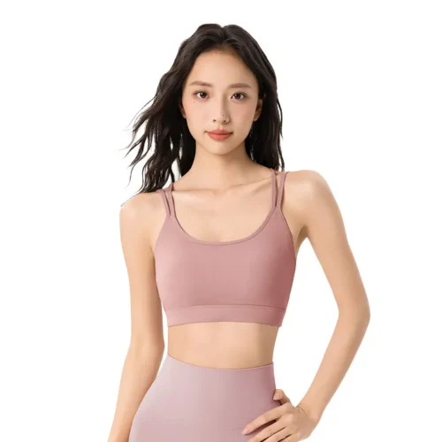 wholesale sports bra in pink round neck non-wire