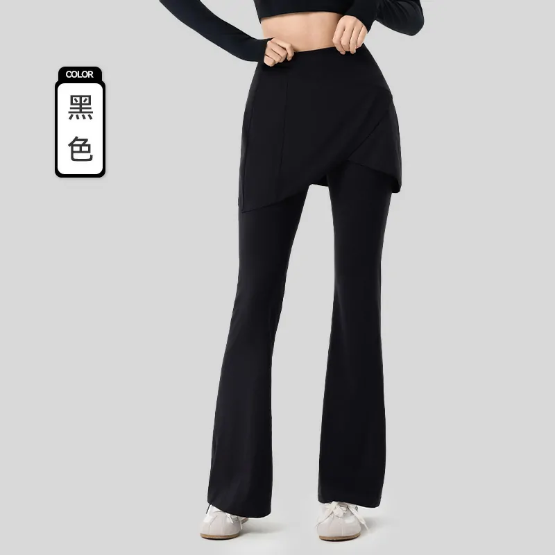 Layered Bootcut Leggings: High-Waisted Tummy Control with Modesty Panel & Draped Silhouette - 图片 5