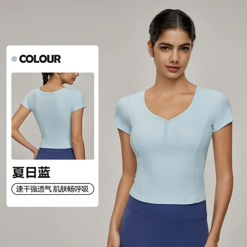 Sculpting Fitness Tee: Secure Built-In Bra with Tummy-Control Fit for Yoga & Gym - 图片 5