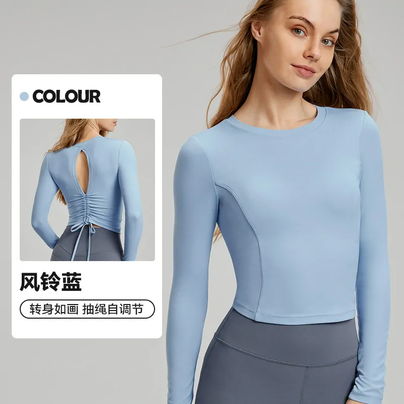 The Statement Layer: Long Sleeve Top with Alluring Back Cutout & Light Support - 图片 5