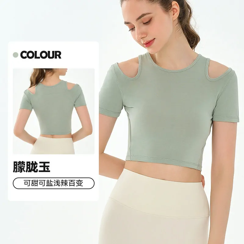 Designer Cut-Out Shoulder Tee: A Breathable, Elevated Basic for Yoga & Weekend - 图片 4