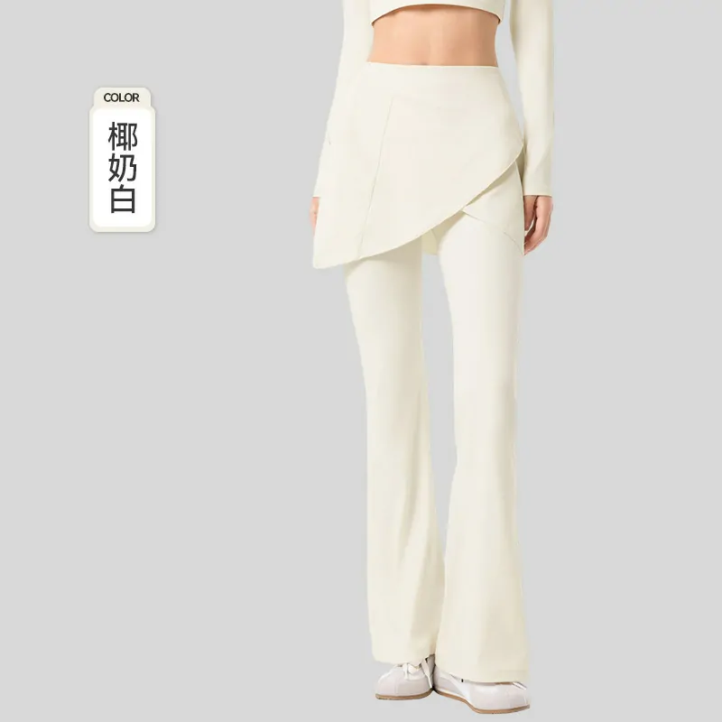 Layered Bootcut Leggings: High-Waisted Tummy Control with Modesty Panel & Draped Silhouette - 图片 4