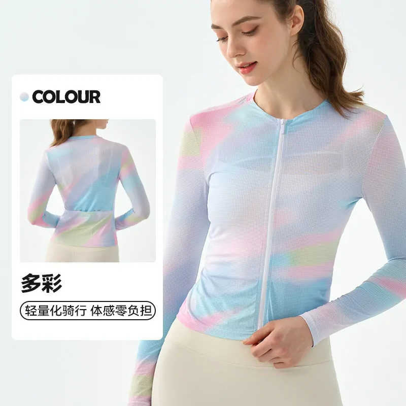 Road-Cycling Performance Jersey: Vibrant Rainbow Print with AirFlow Panels for Hot Weather Rides - 图片 2