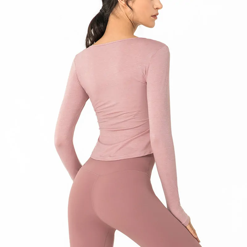 Second-Skin V-Neck Top: A Streamlined Layer for Cool Weather Running & Yoga - 图片 5