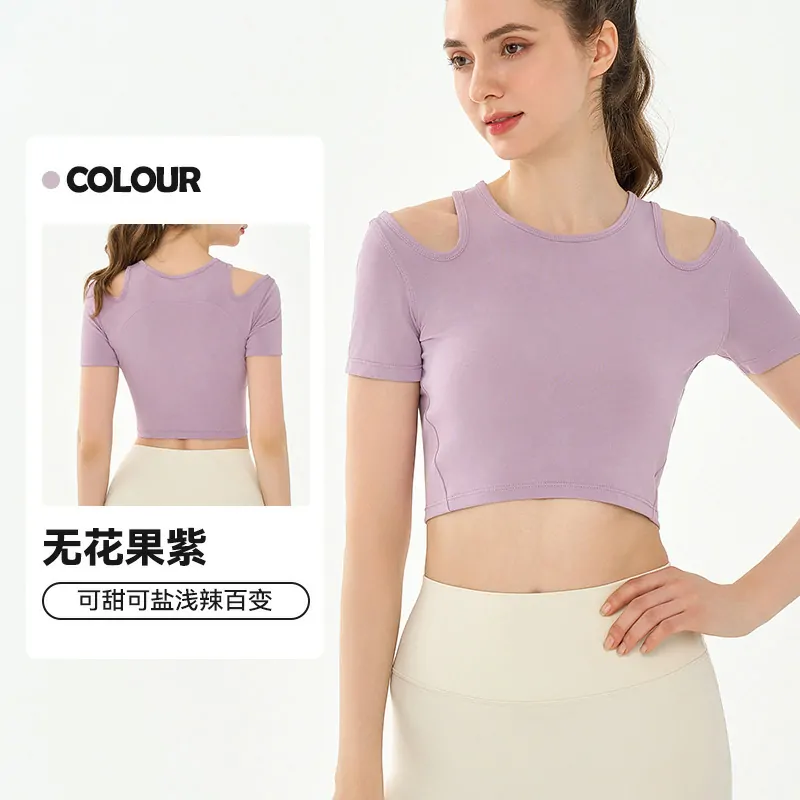 Designer Cut-Out Shoulder Tee: A Breathable, Elevated Basic for Yoga & Weekend - 图片 3