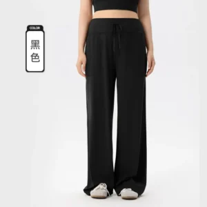 wholesale black wide-leg drawstring pants