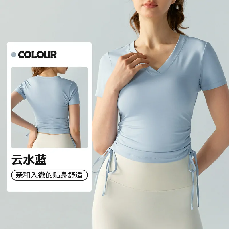 Pleated Waist Tee: Sculpting Fit with AirLight Fabric for Yoga & Daily Wear - 图片 5