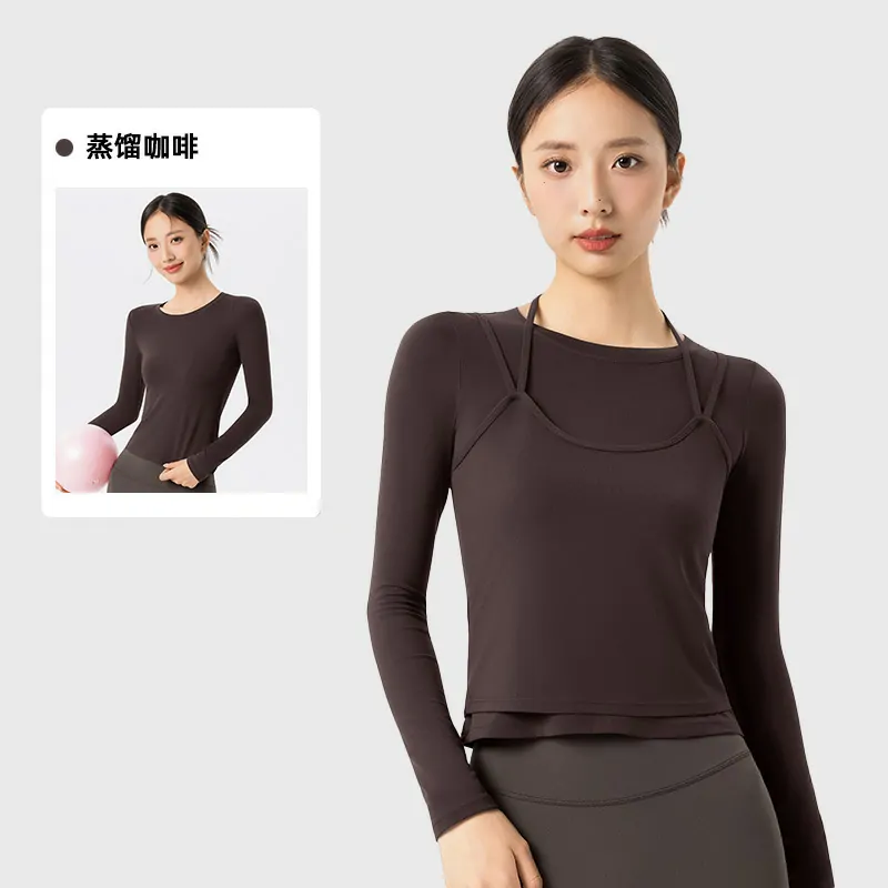 Coordinated Pilates Set: Slim-Fit Long Sleeve & Layering Tank, Designed for Versatility - 图片 2