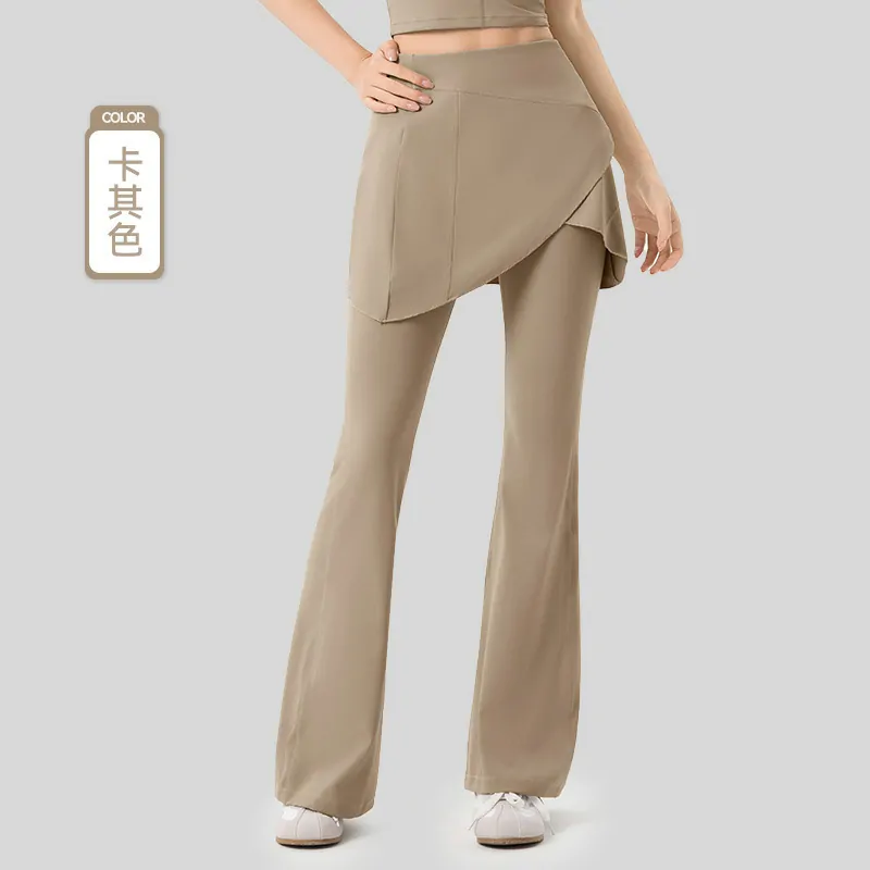 Layered Bootcut Leggings: High-Waisted Tummy Control with Modesty Panel & Draped Silhouette - 图片 2