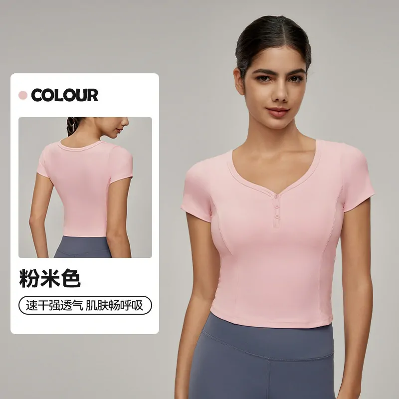 Sculpting Fitness Tee: Secure Built-In Bra with Tummy-Control Fit for Yoga & Gym - 图片 2