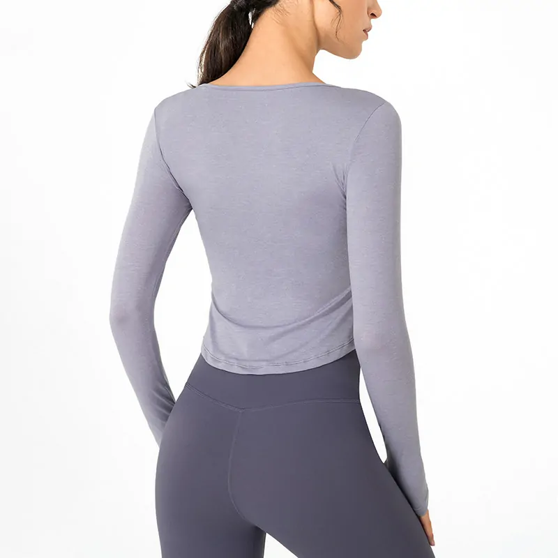 Second-Skin V-Neck Top: A Streamlined Layer for Cool Weather Running & Yoga - 图片 11