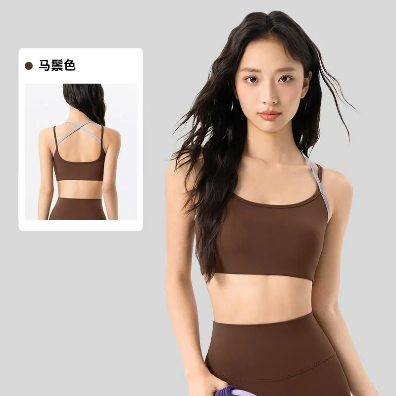 Color-Block Sports Bra: Molded Cups with Fashion-Forward Double Strap Design - 图片 3