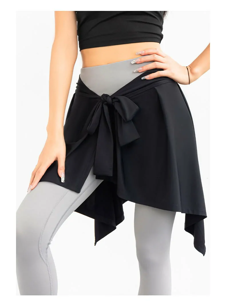Ballet-Inspired Wrap Skirt with Built-in Shorts - Tie-Front Design for Yoga, Barre & Studio Elegance - 图片 5